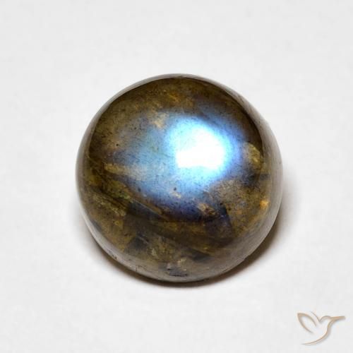 3.59ct Natural Multicolorido Labradorita, Redondo, Translúcido