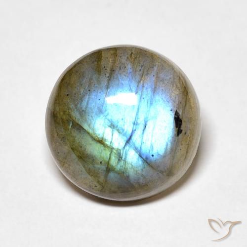 4.89ct Natural Multicolorido Labradorita, Redondo, Translúcido