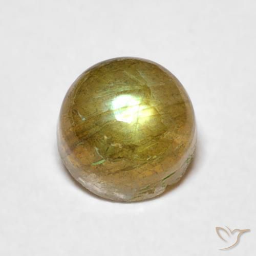 0.79ct Natural Multicolorido Labradorita, Redondo, Translúcido