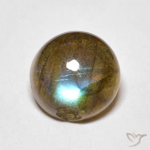 3.68ct Natural Multicolorido Labradorita, Redondo, Translúcido