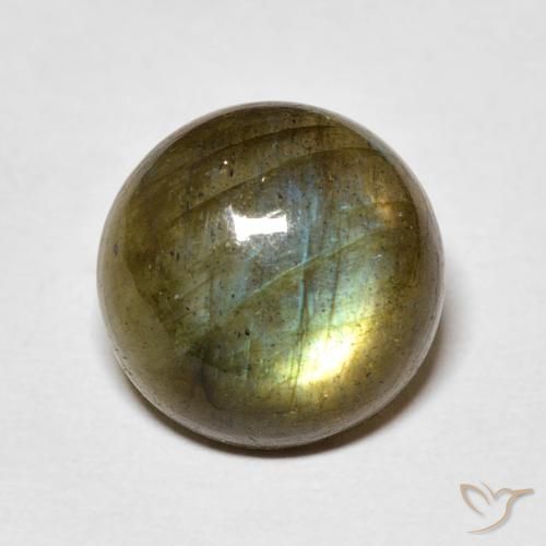 5.30ct Natural Multicolorido Labradorita, Redondo, Translúcido