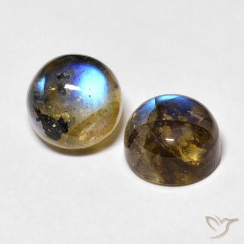 Pedras preciosas de Labradorita Multicolorido natural de 3.63 ct, Redondo, Translúcido