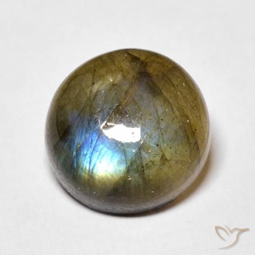 5.91ct Natural Multicolorido Labradorita, Redondo, Translúcido