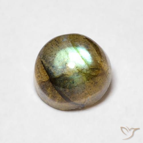 0.76ct Natural Multicolorido Labradorita, Redondo, Translúcido