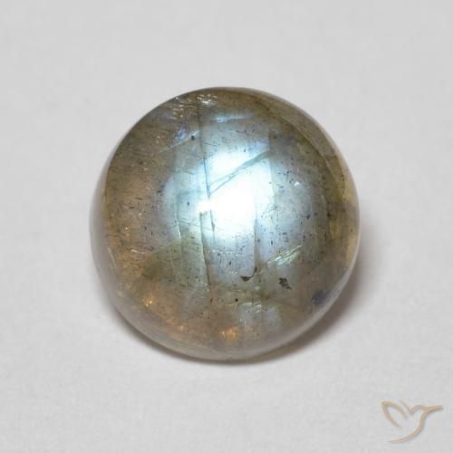 2.16ct Natural Multicolorido Labradorita, Redondo, Translúcido