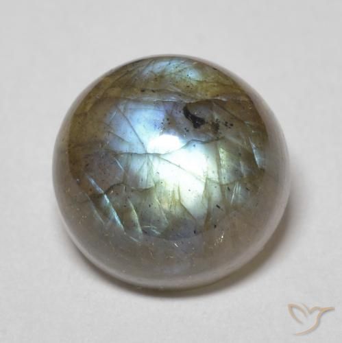 3.72ct Natural Multicolorido Labradorita, Redondo, Translúcido
