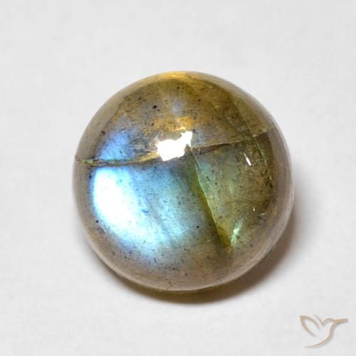 3.48ct Natural Multicolorido Labradorita, Redondo, Translúcido
