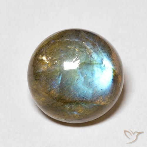 5.86ct Natural Multicolorido Labradorita, Redondo, Translúcido