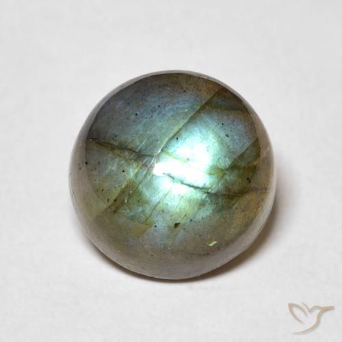 5.05ct Natural Multicolorido Labradorita, Redondo, Translúcido