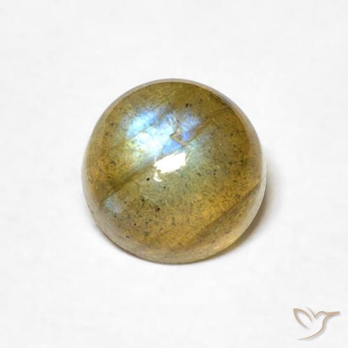 1.09ct Natural Multicolorido Labradorita, Redondo, Translúcido