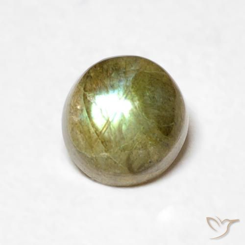 0.60ct Natural Multicolorido Labradorita, Redondo, Translúcido