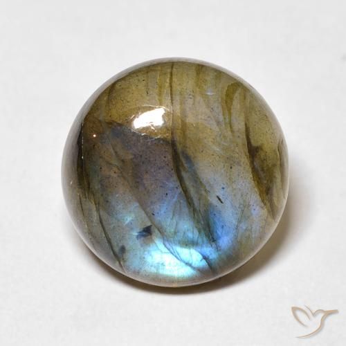 7.62ct Natural Multicolorido Labradorita, Redondo, Translúcido