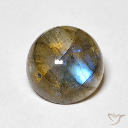 3.48ct Natural Multicolorido Labradorita, Redondo, Translúcido