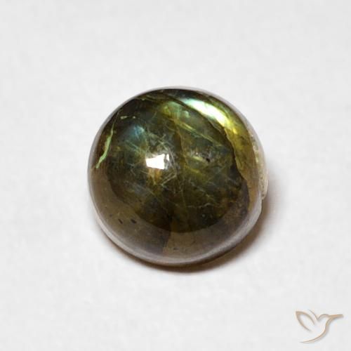 1.02ct Natural Multicolorido Labradorita, Redondo, Translúcido