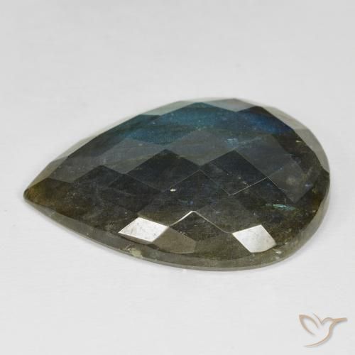 Labradorita Multicolorido Natural 49.73ct, Formato de pêra, Opaco