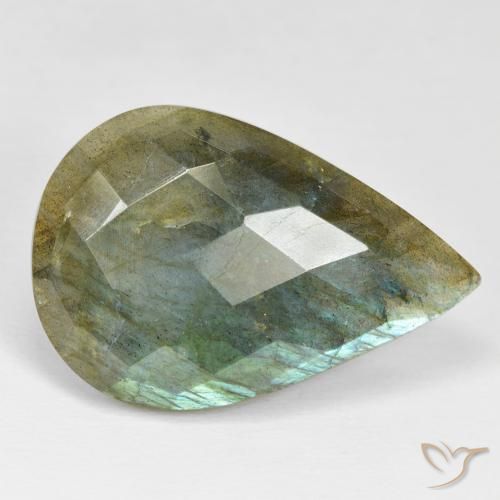 Labradorita Multicolorido Natural 25.05ct, Formato de pêra, Opaco