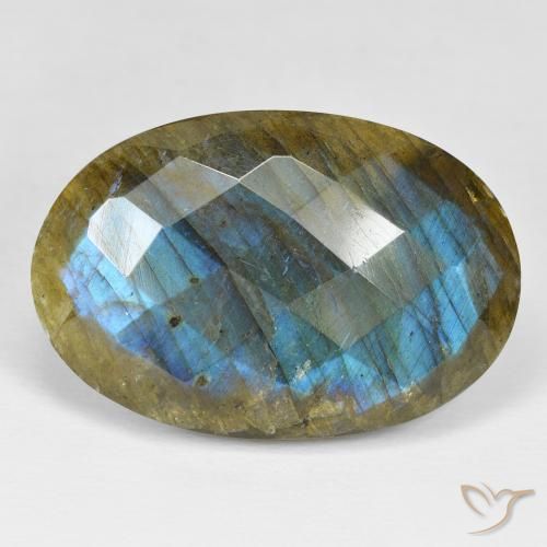 39.69ct Natural Multicolorido Labradorita, oval, Opaco
