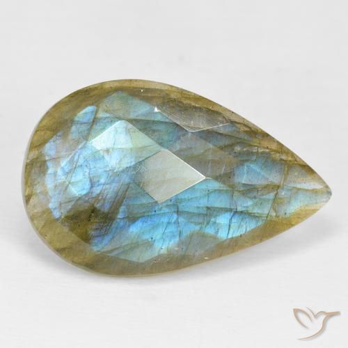 17.99ct Natural Multicolorido Labradorita, Formato de pêra, Opaco