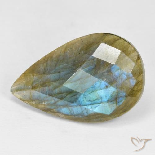 Labradorita Multicolorido Natural 17.99ct, Formato de pêra, Opaco