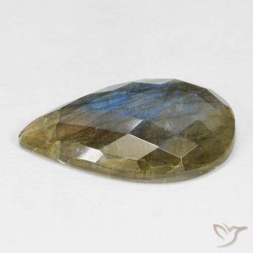 Labradorita Multicolorido Natural 17.99ct, Formato de pêra, Opaco