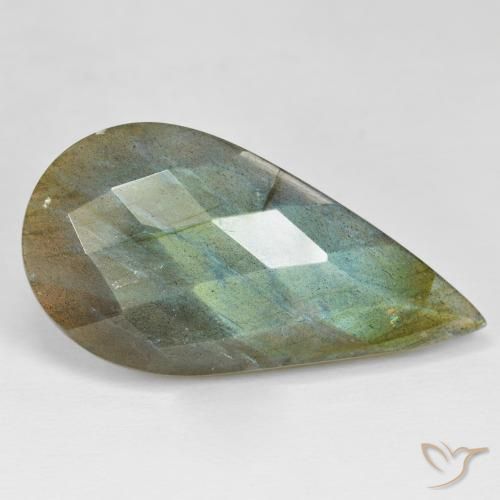 Labradorita Multicolorido Natural 31.85ct, Formato de pêra, Opaco