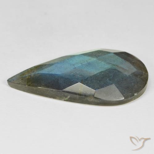 Labradorita Multicolorido Natural 31.85ct, Formato de pêra, Opaco
