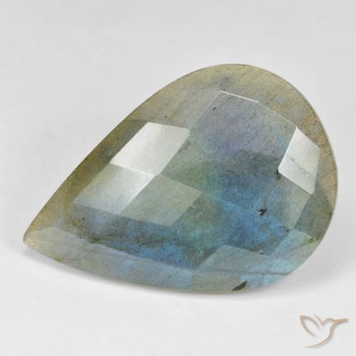 Labradorita Multicolorido Natural 28.45ct, Formato de pêra, Opaco
