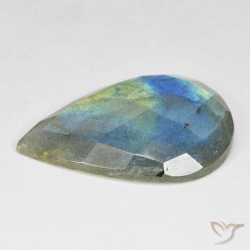 Labradorita Multicolorido Natural 28.45ct, Formato de pêra, Opaco