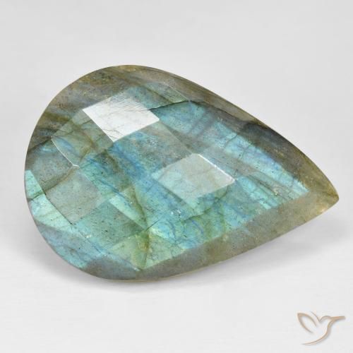 Labradorita Multicolorido Natural 31.15ct, Formato de pêra, Opaco
