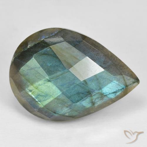 Labradorita Multicolorido Natural 24.15ct, Formato de pêra, Opaco