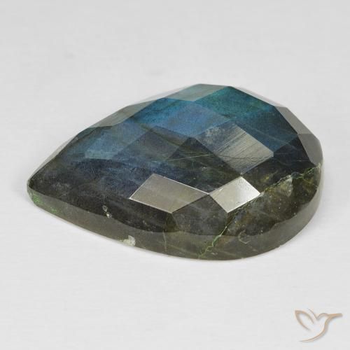 Labradorita Multicolorido Natural 24.15ct, Formato de pêra, Opaco
