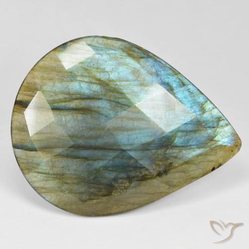 34.55ct Natural Multicolorido Labradorita, Formato de pêra, Opaco