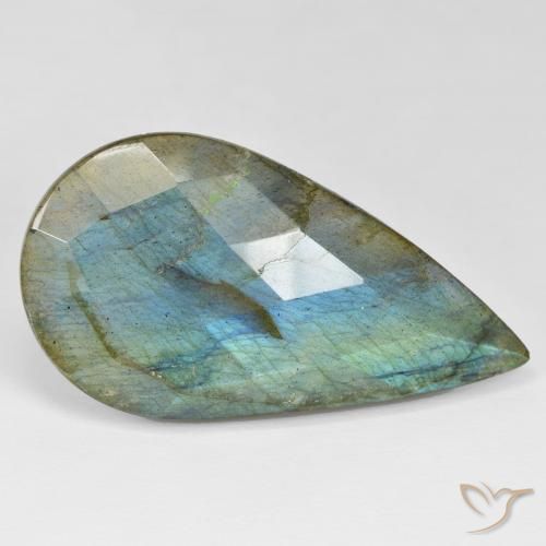 Labradorita Multicolorido Natural 35.49ct, Formato de pêra, Opaco