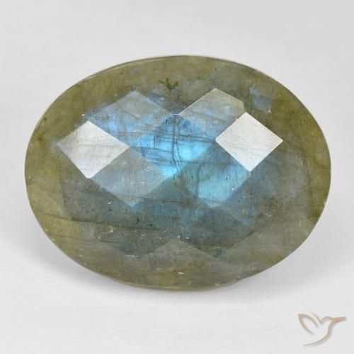 32.39ct Natural Multicolorido Labradorita, oval, Opaco