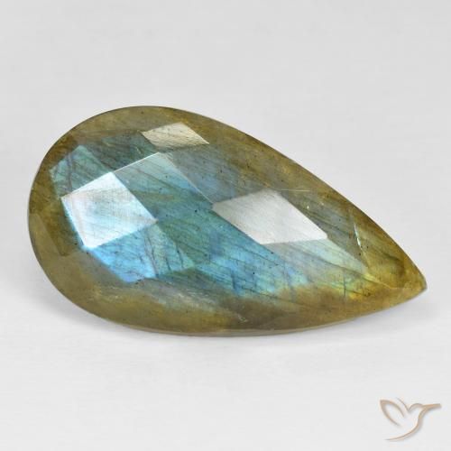 25.95ct Natural Multicolorido Labradorita, Formato de pêra, Opaco