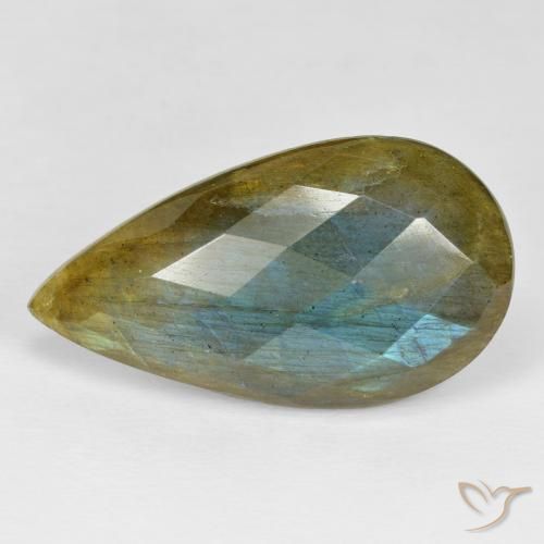 Labradorita Multicolorido Natural 25.95ct, Formato de pêra, Opaco