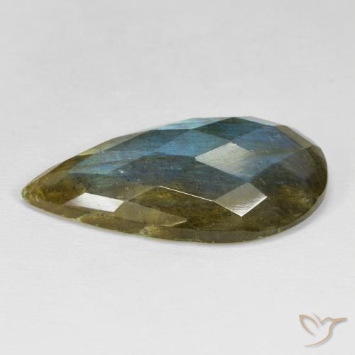 Labradorita Multicolorido Natural 25.95ct, Formato de pêra, Opaco