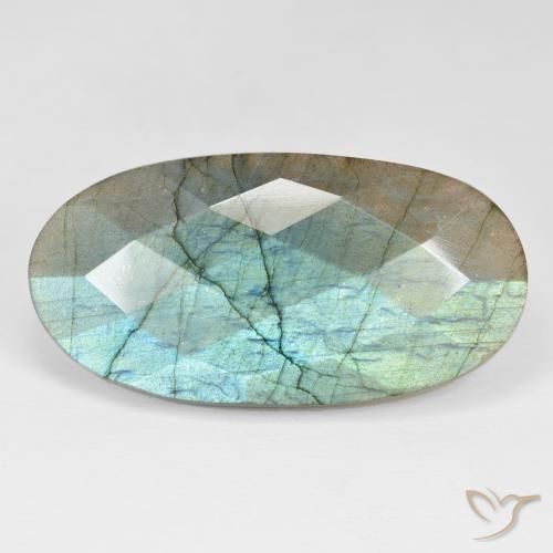 40.87ct Natural Multicolorido Labradorita, oval, Opaco