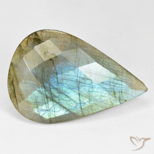 Labradorita Multicolorido Natural 32.16ct, Formato de pêra, Opaco