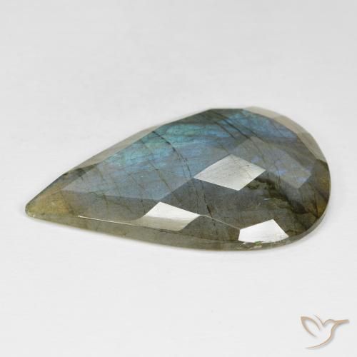 Labradorita Multicolorido Natural 32.16ct, Formato de pêra, Opaco