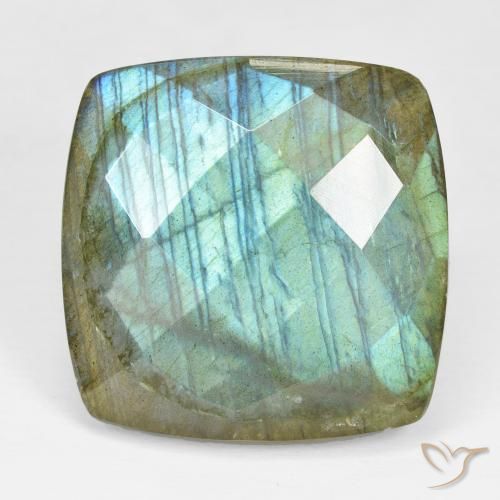 28.56ct Natural Multicolorido Labradorita, Almofada, Opaco