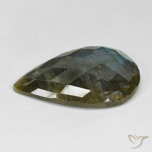 Labradorita Multicolorido Natural 22.68ct, Formato de pêra, Opaco