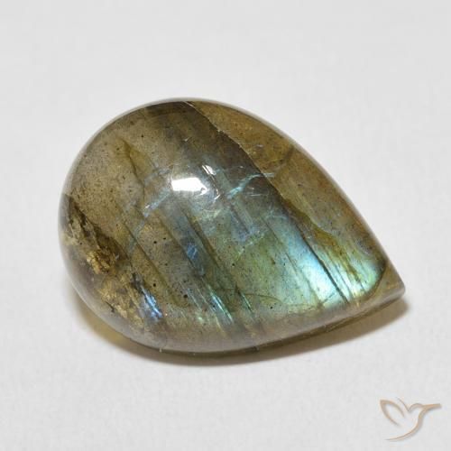 Labradorita Multicolorido Natural 11.65ct, Formato de pêra, Translúcido