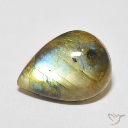 9.85ct Natural Multicolorido Labradorita, Formato de pêra, Opaco