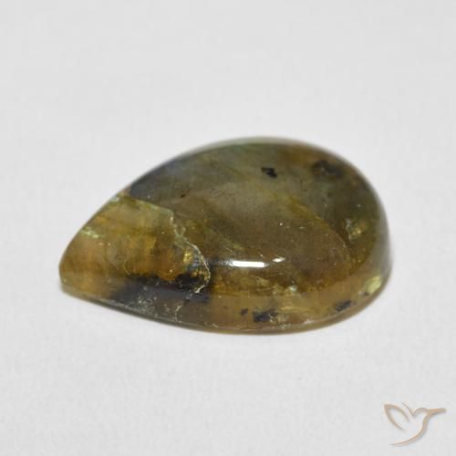 Labradorita Multicolorido Natural 9.85ct, Formato de pêra, Opaco