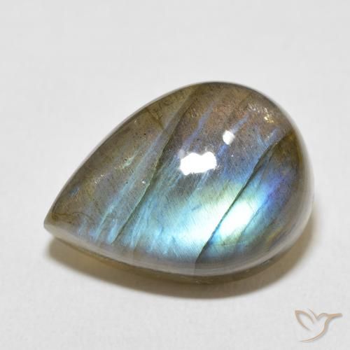 13.99ct Natural Multicolorido Labradorita, Formato de pêra, Opaco