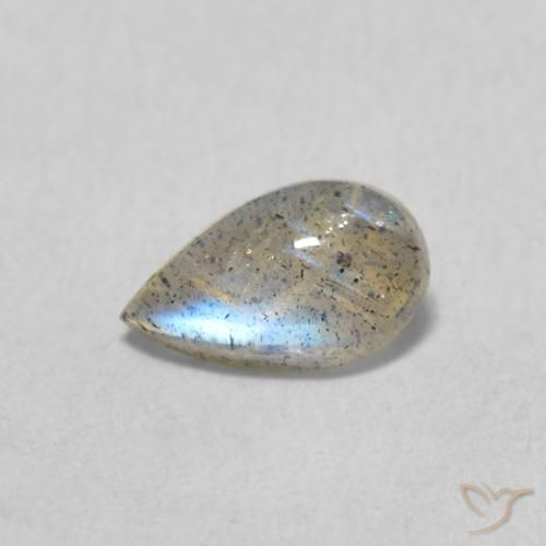 0.56ct Natural Multicolorido Labradorita, Formato de pêra, Transparente