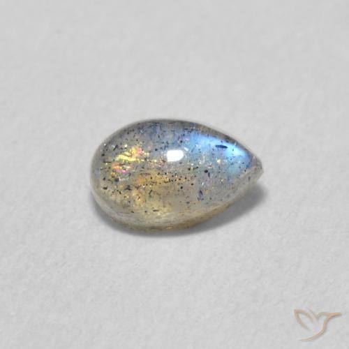 0.57ct Natural Multicolorido Labradorita, Formato de pêra, Translúcido