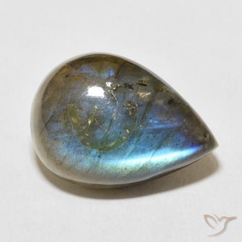 Labradorita Multicolorido Natural 13.03ct, Formato de pêra, Opaco