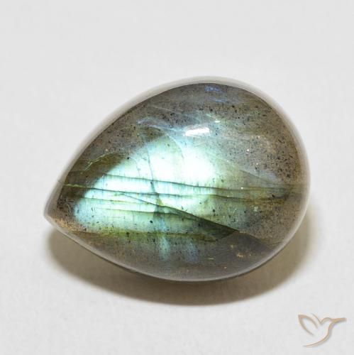 11.20ct Natural Multicolorido Labradorita, Formato de pêra, Translúcido